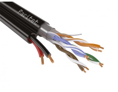 ParLan combi F/UTP2 Cat5e + 2х0,75 PE Комбинированный кабель для подключения уличных IP-камер видеонаблюдения с ИК-подсветкой, подогревом и ДУ