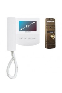 QM-433C_SET1 (белый)+Выз. панель (бронза) Монитор видеодомофона цветной