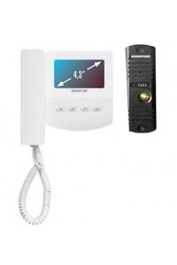 QM-433C_SET3 (белый)+Выз. панель (серебро) Монитор видеодомофона цветной