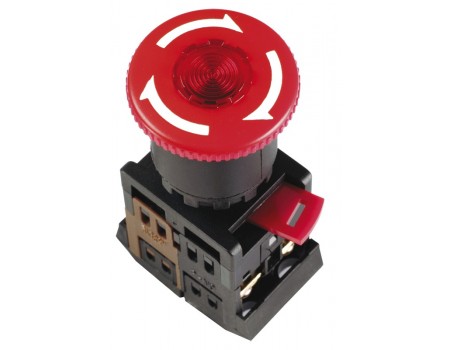 Кнопка ANE22 "Грибок" с фиксацией красный D=22мм (BBG40-ANE-K04) Кнопка красная с фиксацией с подсветкой