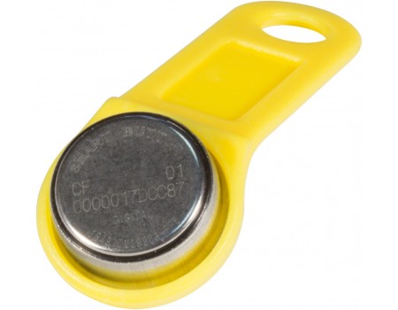 DS 1990А-F5 (желтый) Ключ электронный Touch Memory с держателем